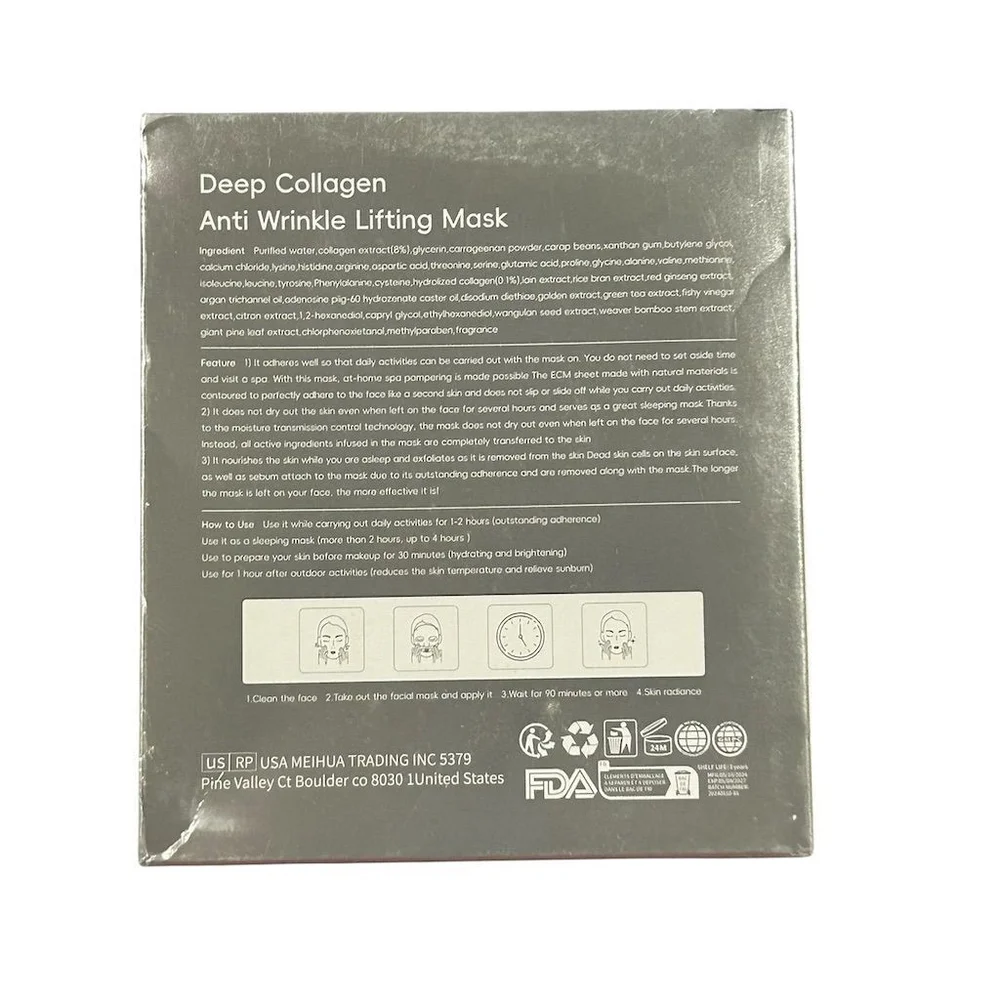 Deep Collagen Anti Wrinkle Lifting Face 9 Masks Anti-Aging NEW Sealed - Picture 3 of 11